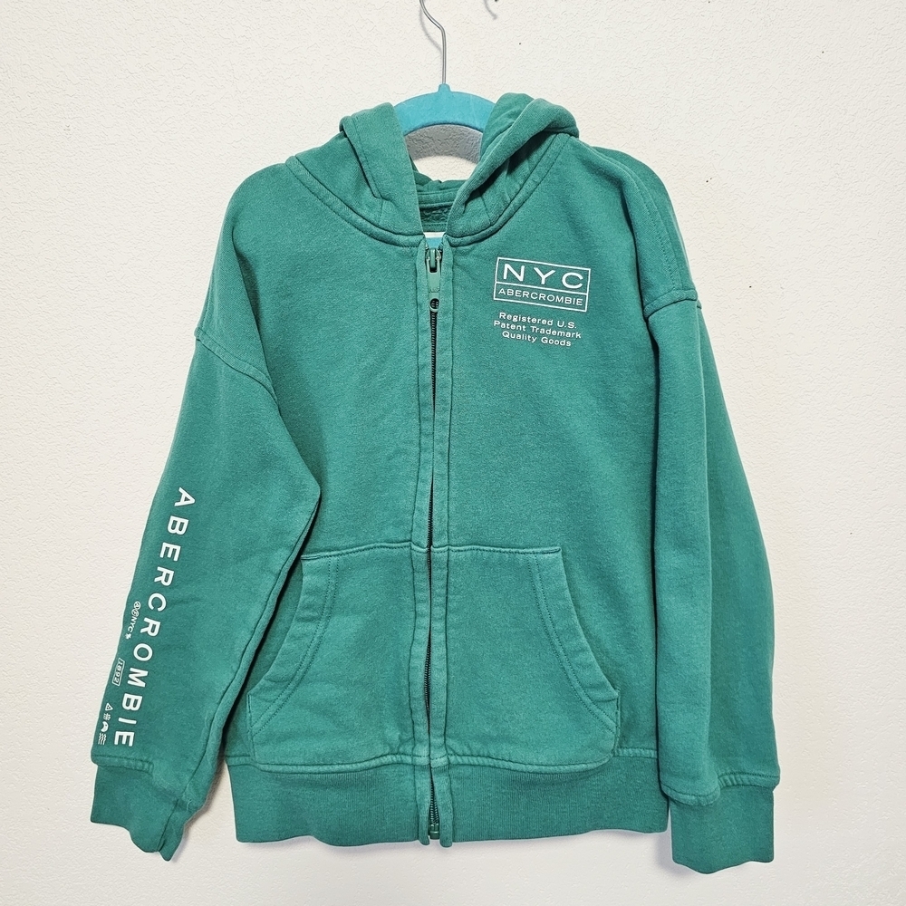 Abercrombie Kids Green Zip-Up Hoodie Boys Size 7/8